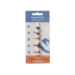 Kinetic Dry Flies sett med fem tørrfluer til ørret og harr
