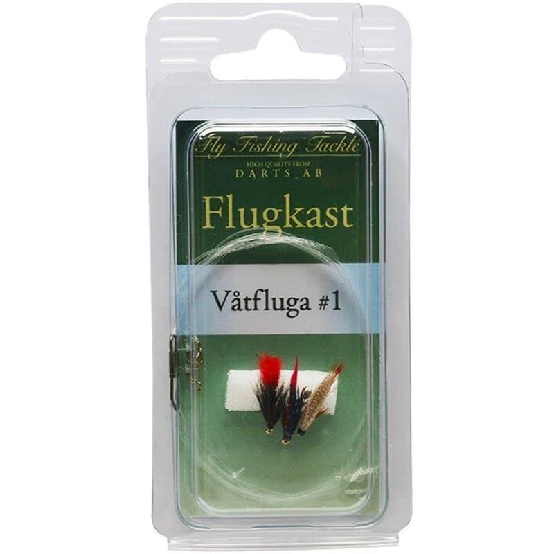 Darts Fly Cast Set Wet Fly med tre våtfluer på ferdig fortom